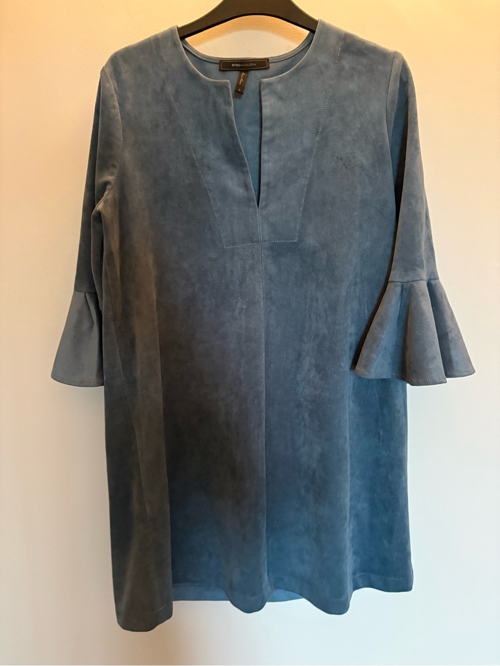 BCBGMaxAzria Dusty Blue Faux Suede Dress